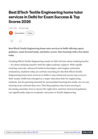 Exams through Best BTech Textile Engineering home tutor services in Delhi