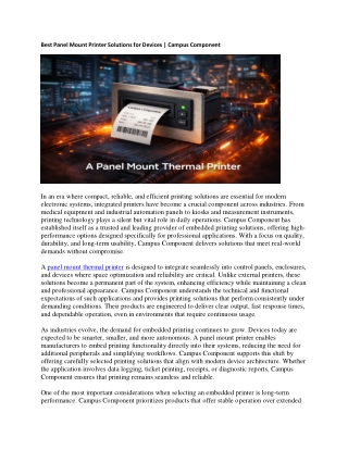Best Panel Mount Printer Solutions for Devices