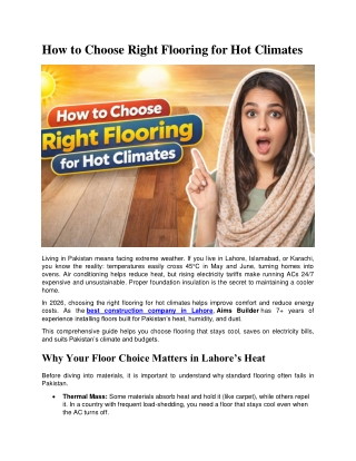 Choosing the right Flooring for Climate