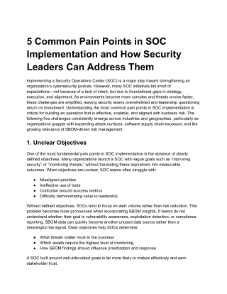 5 Common Pain Points in SOC Implementation and How Security Leaders Can Address Them