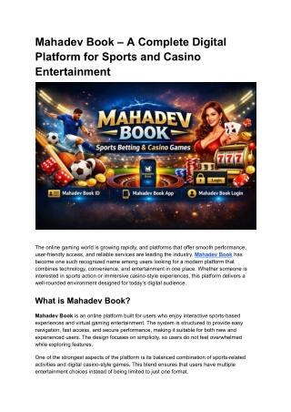 Mahadev Book – A Complete Digital Platform for Sports and Casino Entertainment