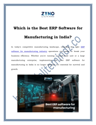 Best Manufacturing ERP Software | ZYNO ERP by EliteMindz