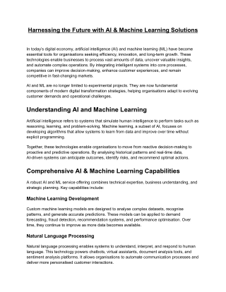 Harnessing the Future with Advanced AI & Machine Learning Solutions