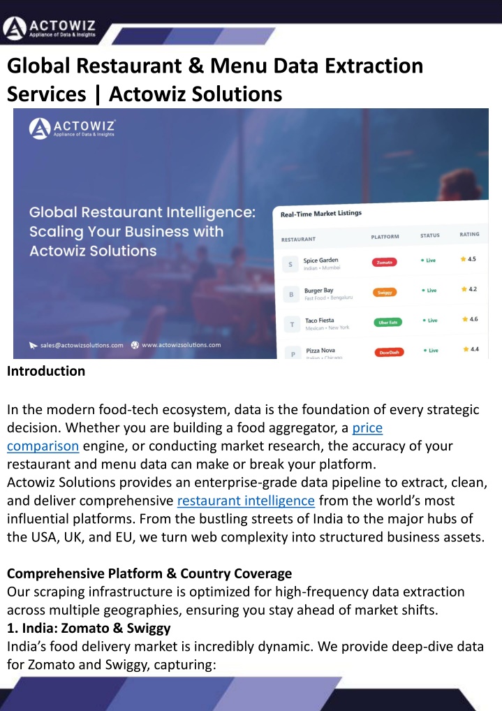 PPT - Global Restaurant & Menu Data Extraction Services Actowiz ...