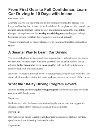 From First Gear to Full Confidence_ Learn Car Driving in 10 Days with Inlane
