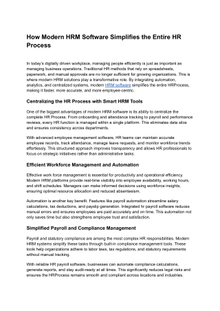 How Modern HRM Software Simplifies the Entire HR Process