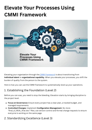Elevate Your Processes Using CMMI Framework