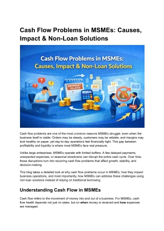 Cash Flow Problems in MSMEs: Causes, Impact & Non-Loan Solutions