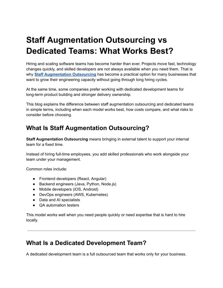 PPT - Staff Augmentation Outsourcing-Hiteshi Infotech PowerPoint ...