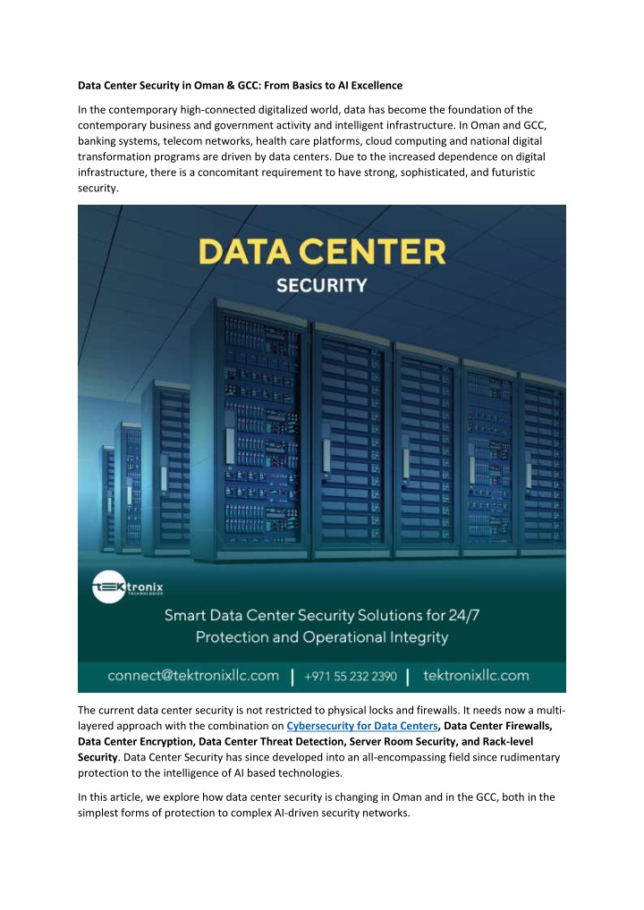 PPT - Data Center Security in Oman & GCC - From Basics to AI Excellence ...