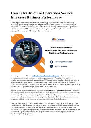 How Infrastructure Operations Service Enhances Business Performance