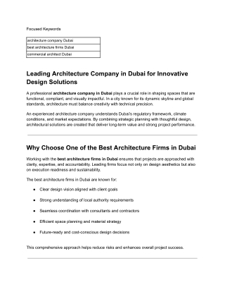 Leading Architecture Company in Dubai for Innovative Design Solutions