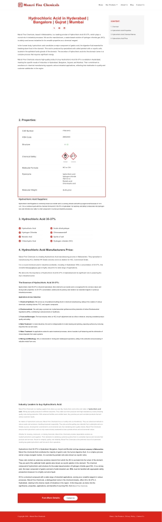 Where Can You Find Reliable Hydrochloric Acid Suppliers in India?