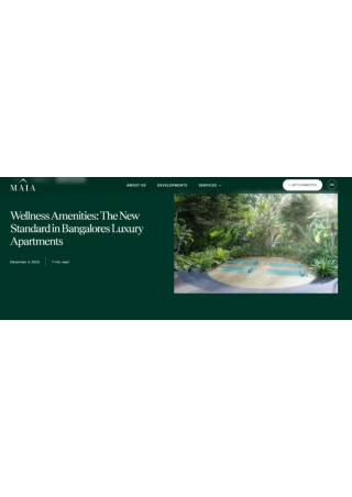 Wellness Amenities: The New Standard in Bangalores Luxury Apartments | MAIA Esta