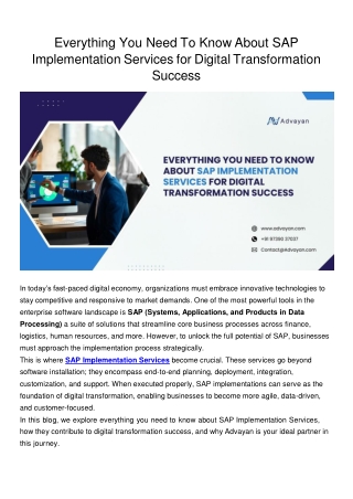 Everything You Need To Know About SAP Implementation Services For Digital Transformation Success