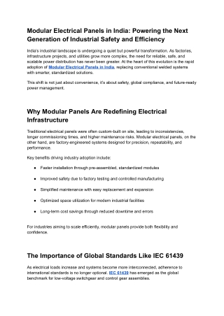 Modutec Ready Panels - Leading Electrical & Control Panel Manufacturer in India