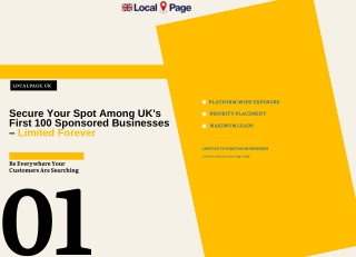 Secure Your Spot Among UK's  First 100 Sponsored Businesses  – Limited Forever