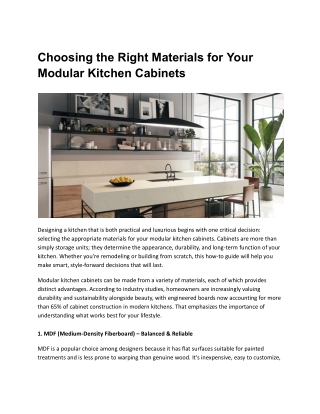 Choosing the Right Materials for Your Modular Kitchen Cabinets