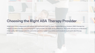 Choosing The Right ABA Therapy Provider