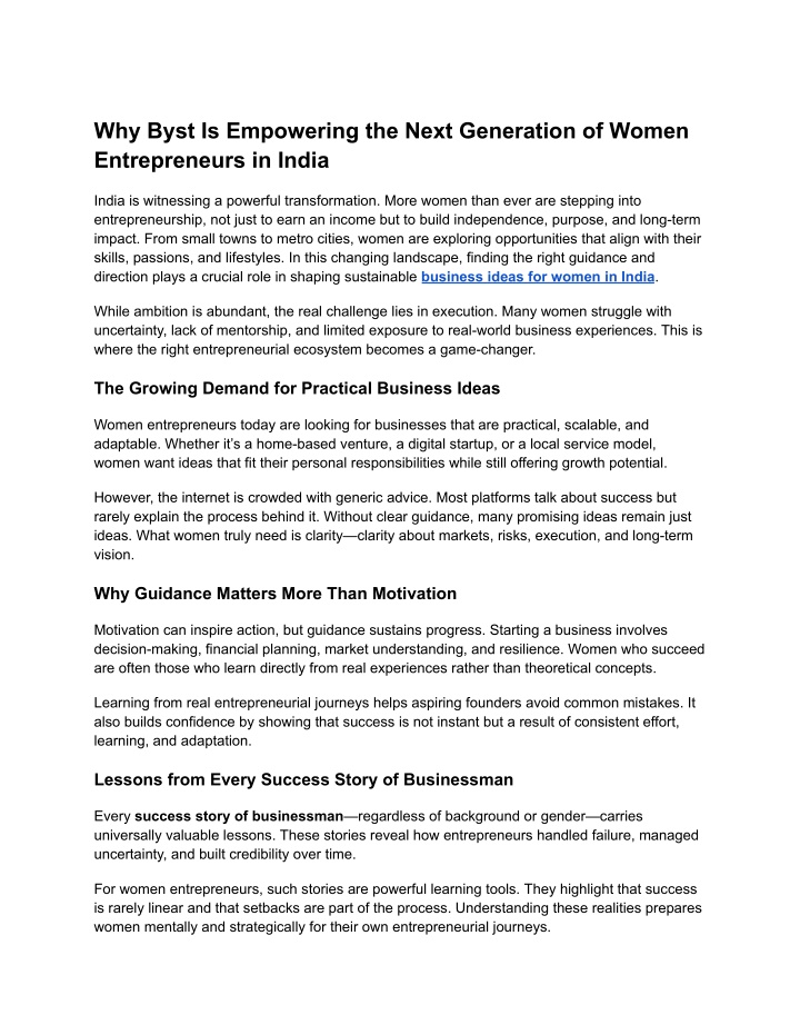 PPT - Why Byst Is Empowering the Next Generation of Women Entrepreneurs ...