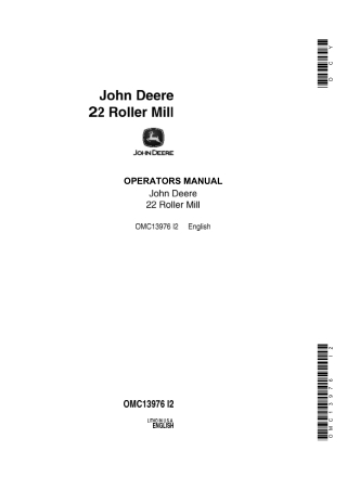 John Deere 22 Roller Mill Operator’s Manual Instant Download (Publication No.OMC13976)