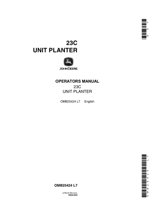 John Deere 23C Unit Planter Operator’s Manual Instant Download (Publication No.OMB25424)