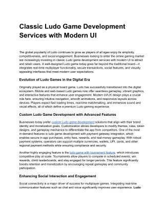 Classic Ludo Game Development Services with Modern UI