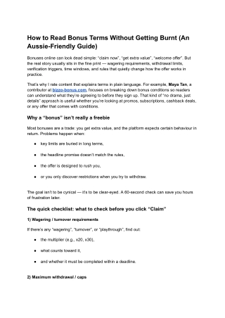 How to Read Bonus Terms Without Getting Burnt (An Aussie-Friendly Guide)