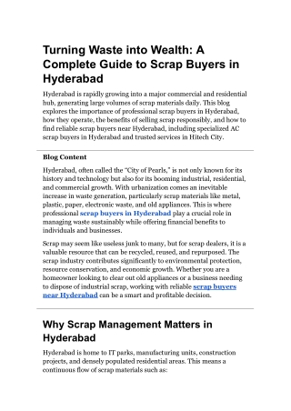 Trusted Scrap Buyers in Hyderabad | AC Scrap & Metal Recycling Services