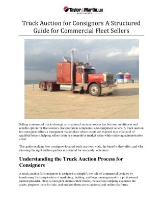 truck auction for consignors a structured guide for commercial fleet sellers