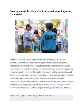 Secure parking lots with professional security guard agency in Los Angeles