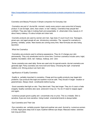 Cosmetics and Beauty Products A Simple companion for Everyday Use