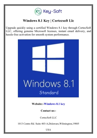 Windows 8.1 Key  Cortecsoft Llc