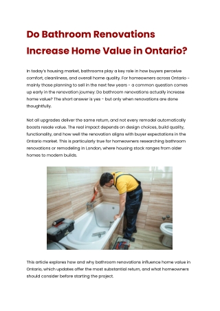 Do Bathroom Renovations Increase Home Value in Ontario?