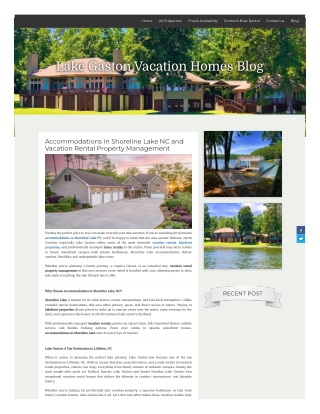 Accommodations in Shoreline lake NC  vacation rental property management