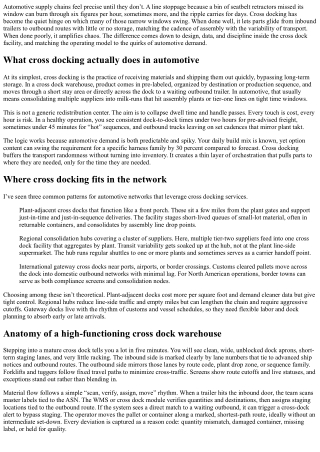 Cross Docking for Automotive Supply Chains