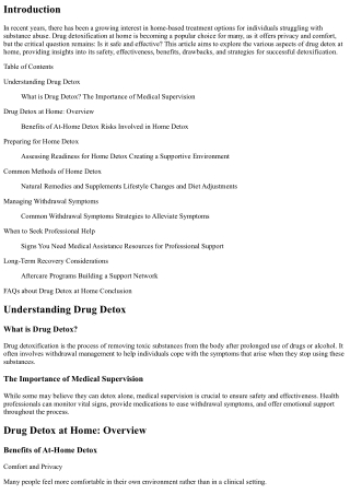 Drug Detox at Home: Is It Safe and Effective?