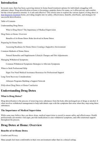 Drug Detox at Home: Is It Safe and Effective?