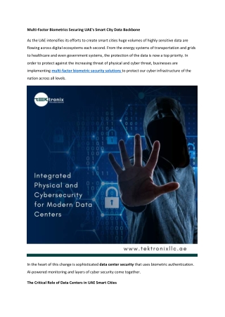 Multi-Factor Biometrics Securing UAE's Smart City Data Backbone