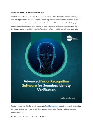Secure UAE Borders AI Facial Recognition Tech