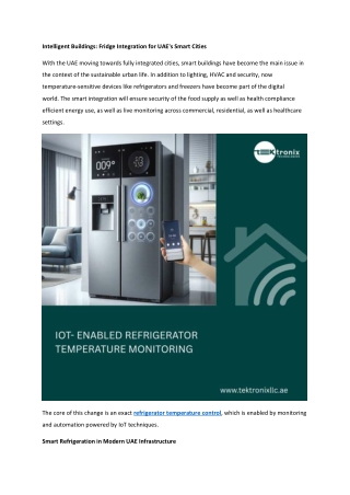 Intelligent Buildings Fridge Integration for UAE's Smart Cities
