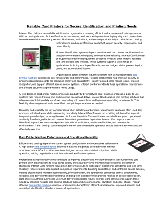 Reliable Card Printers for Secure Identification and Printing Needs