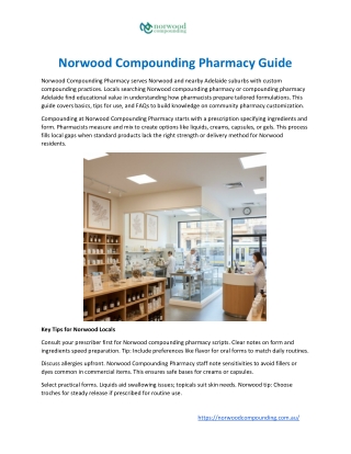 Norwood Compounding Pharmacy Guide