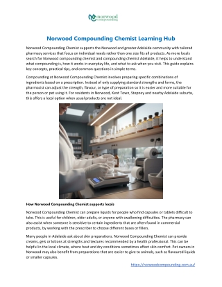 Norwood Compounding Chemist Learning Hub