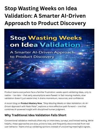 Stop Wasting Weeks on Idea Validation: A Smarter AI-Driven Approach to Product D