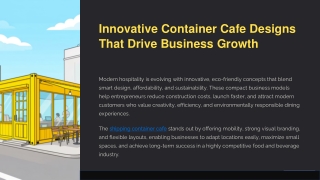 Innovative Shipping Container Cafe Designs That Drive Business Growth.