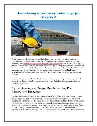 How technology is transforming construction project management
