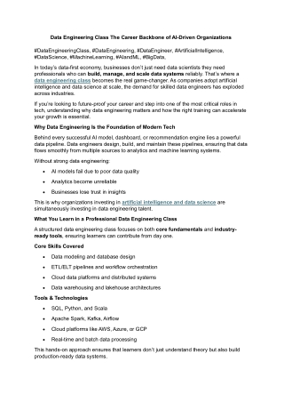 Data Engineering Class The Career Backbone of AI-Driven Organizations