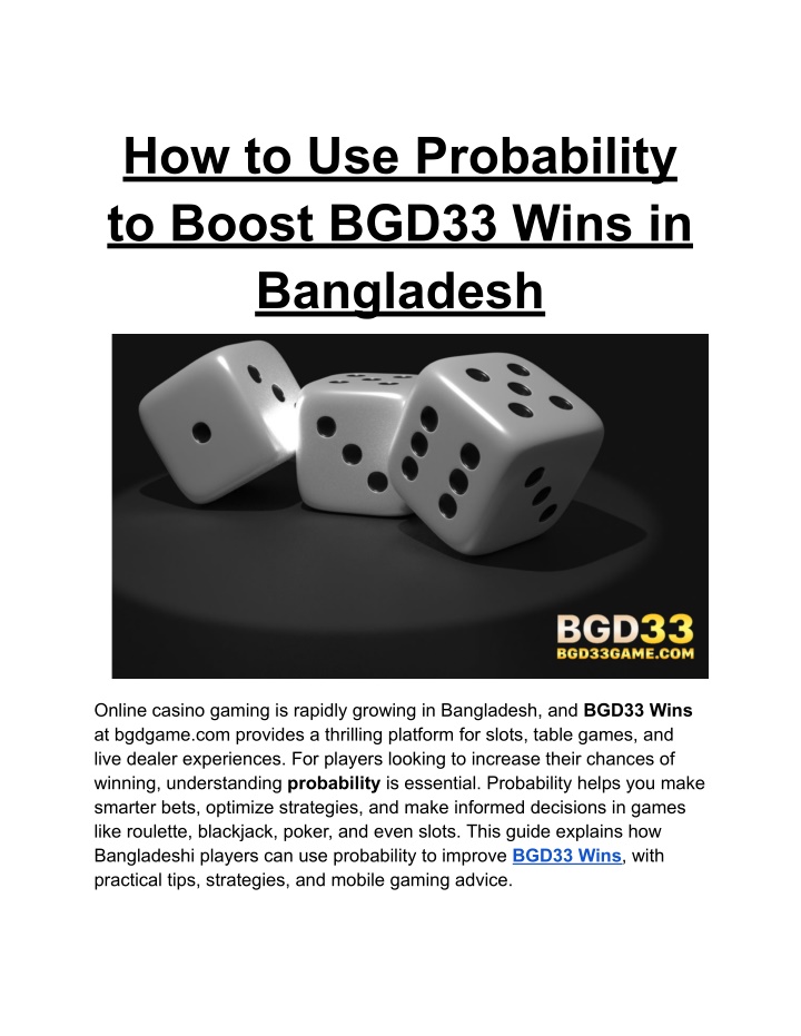 PPT - How to Use Probability to Boost BGD33 Wins in Bangladesh (1 ...