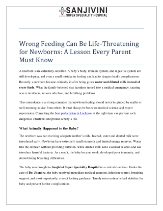 Wrong Feeding Can Be Life theartling for Newborns